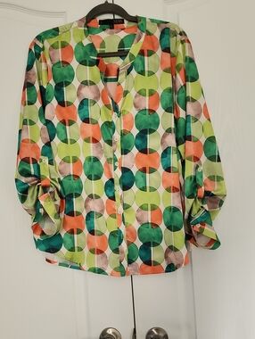 Satin  Button-Front Blouse-super flattering